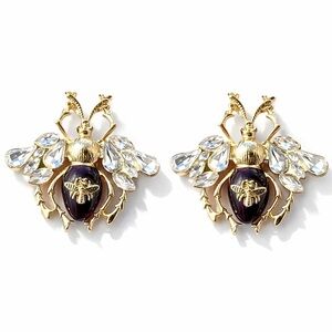 Queen Bee Earrings – Gold & Crystal Accents